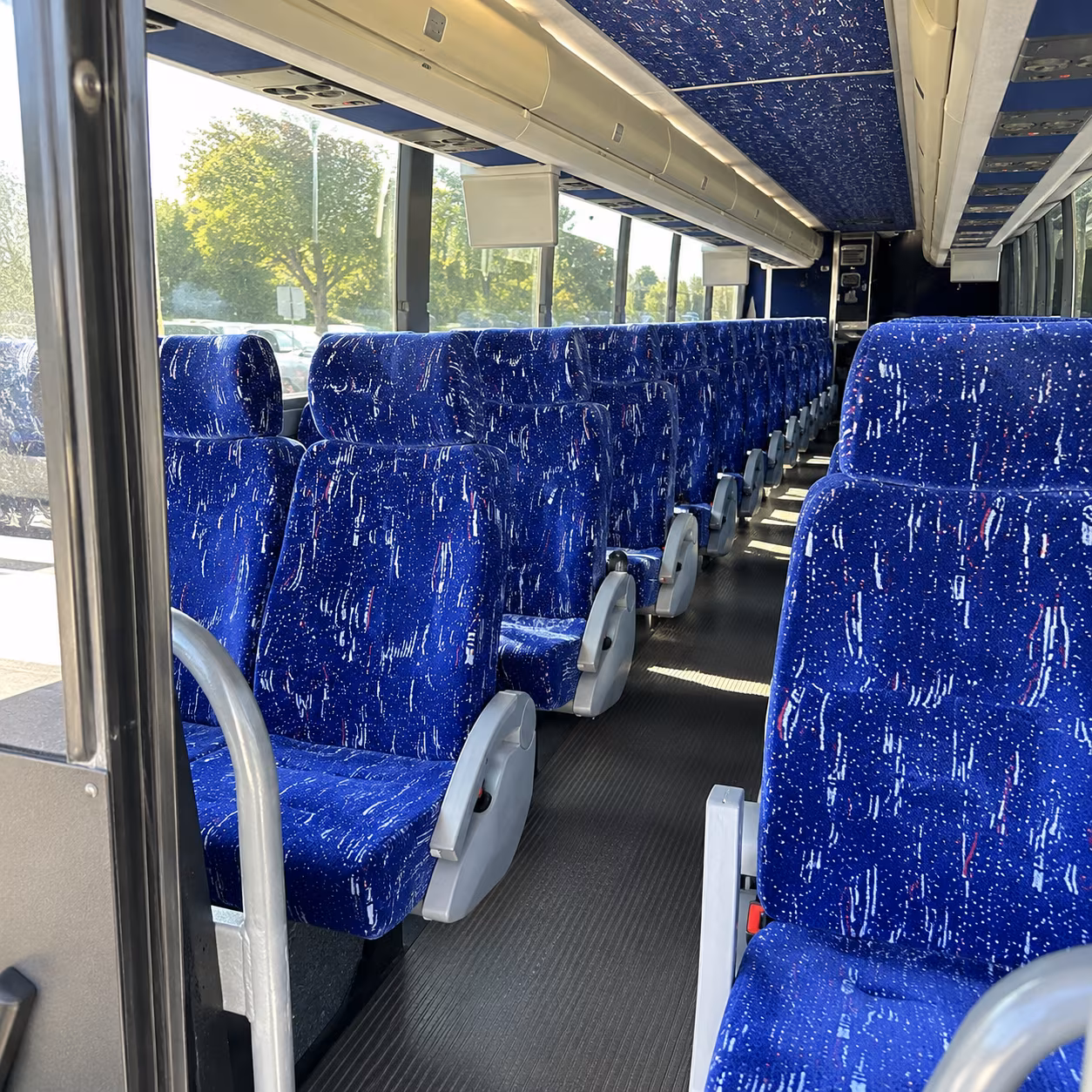 sandy charter bus interior